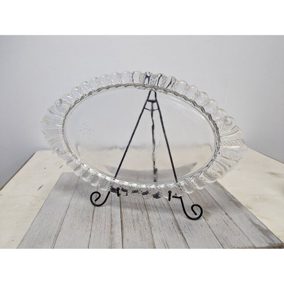Vintage Pressed Glass Tray Plate Platter 15" by 9 1/4" Scalloped - Picture 1 of 9